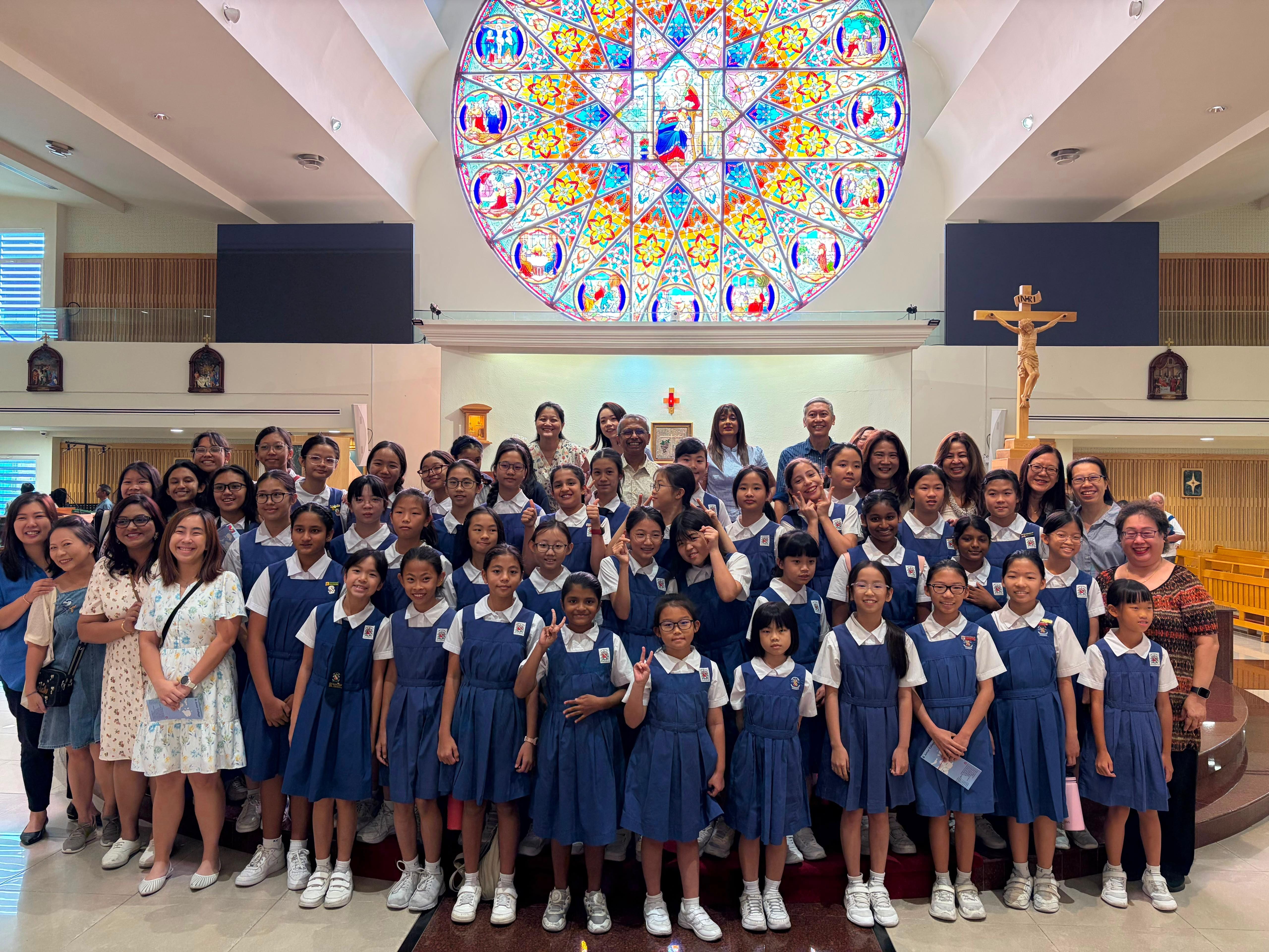 Students and teachers attending Catholic Education Sunday